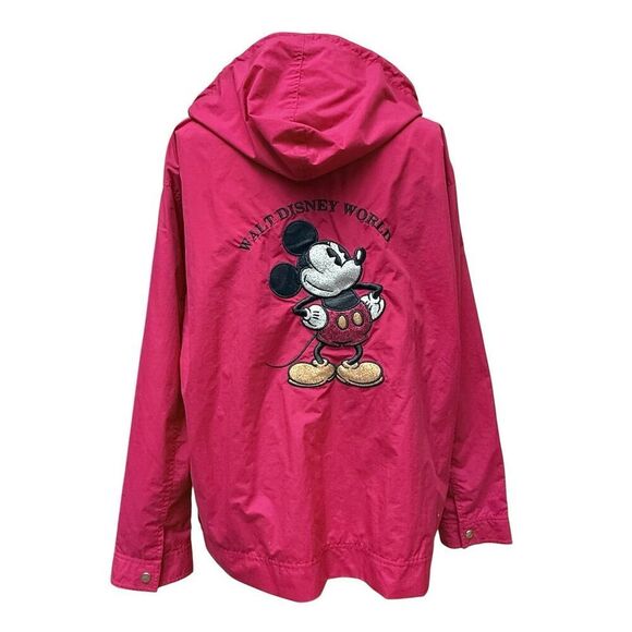 Vintage Disney Mickey Mouse Red Hooded Windbreaker Jacket Size L Large - Picture 1 of 16
